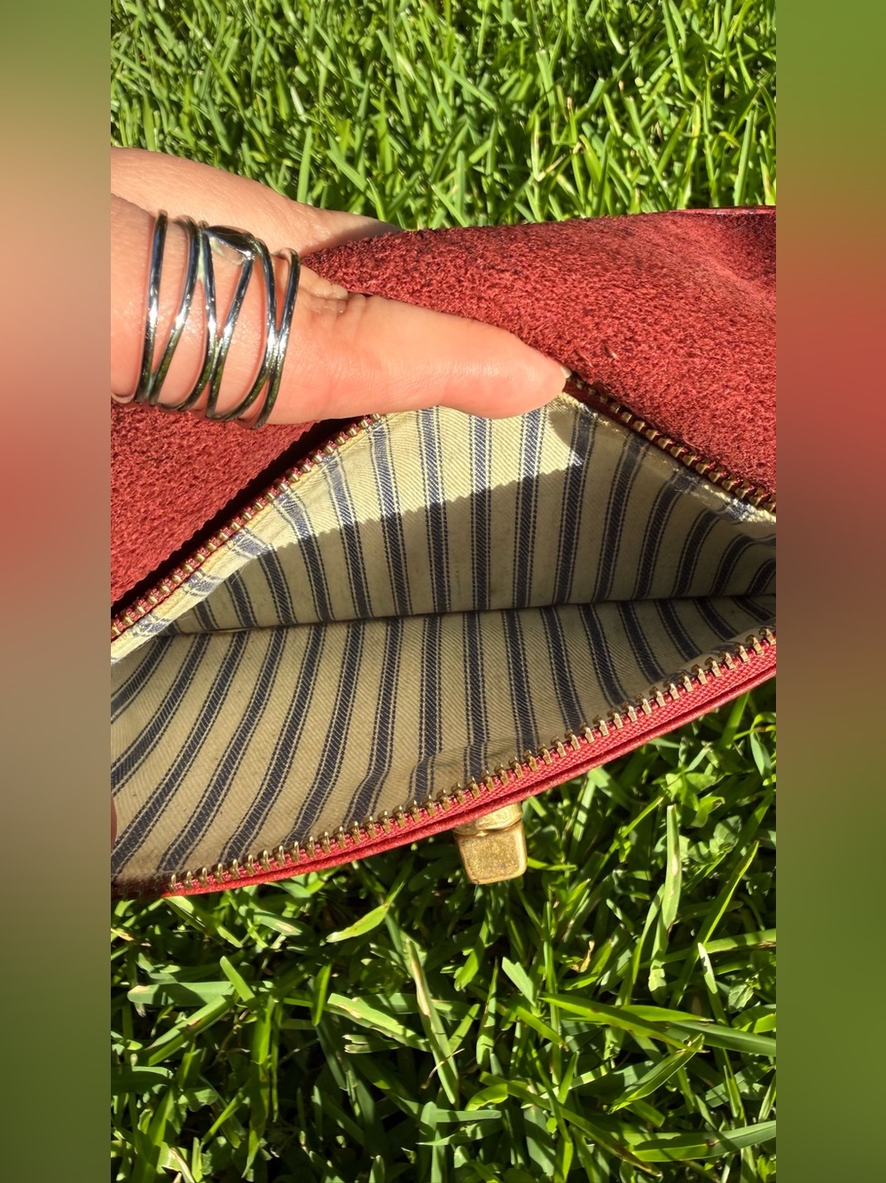 90s Vintage Coach Red Leather Cosmetic Clutch SLG Turnlock Pouch 7171 - Picture 9 of 14